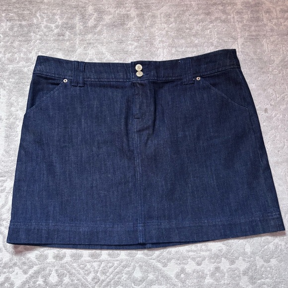 Lilly Pulitzer Palm Beach Fit Dark Wash Denim Jean Skirt Embroidered Palm Sz 14 - Picture 2 of 9